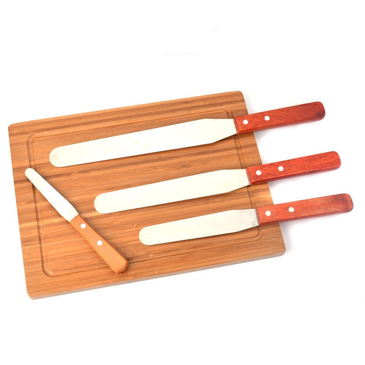 Stainless steel wooden handle spatula, flat knife, cake mold, flat knife, cake baking tool